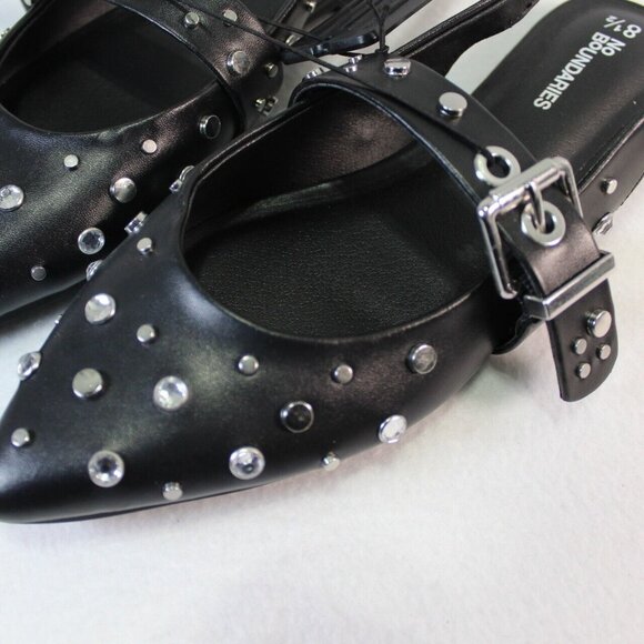 No Boundaries Studded Sling Back Pointed Toe Flats Shoes Women's Black - Picture 4 of 5